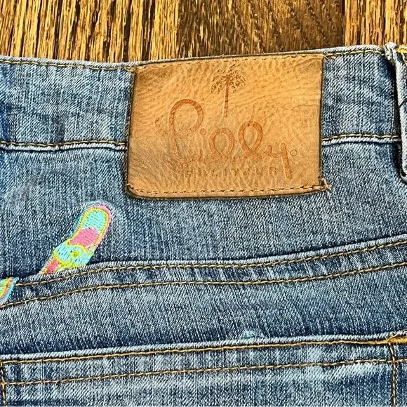 Lilly Pulitzer Jeans Wide Leg Vintage 2000s Preppy Flip Flops Women's Size 2 - Picture 8 of 8